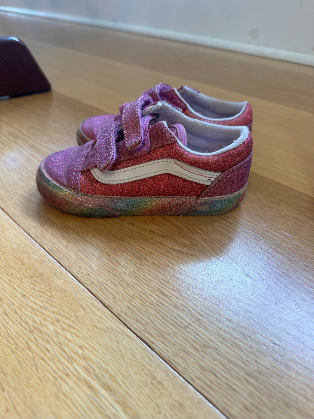 Vans Kids Glitter Sneakers in Pink with Rainbow Sole